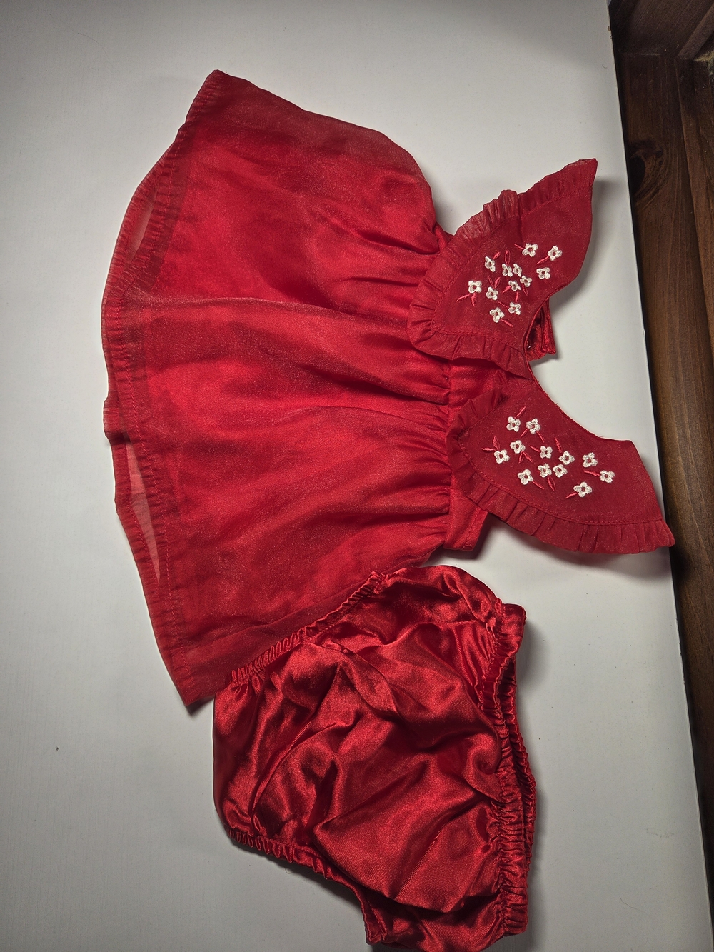 Baby Girl Newborn Red Dress & Bloomers Set